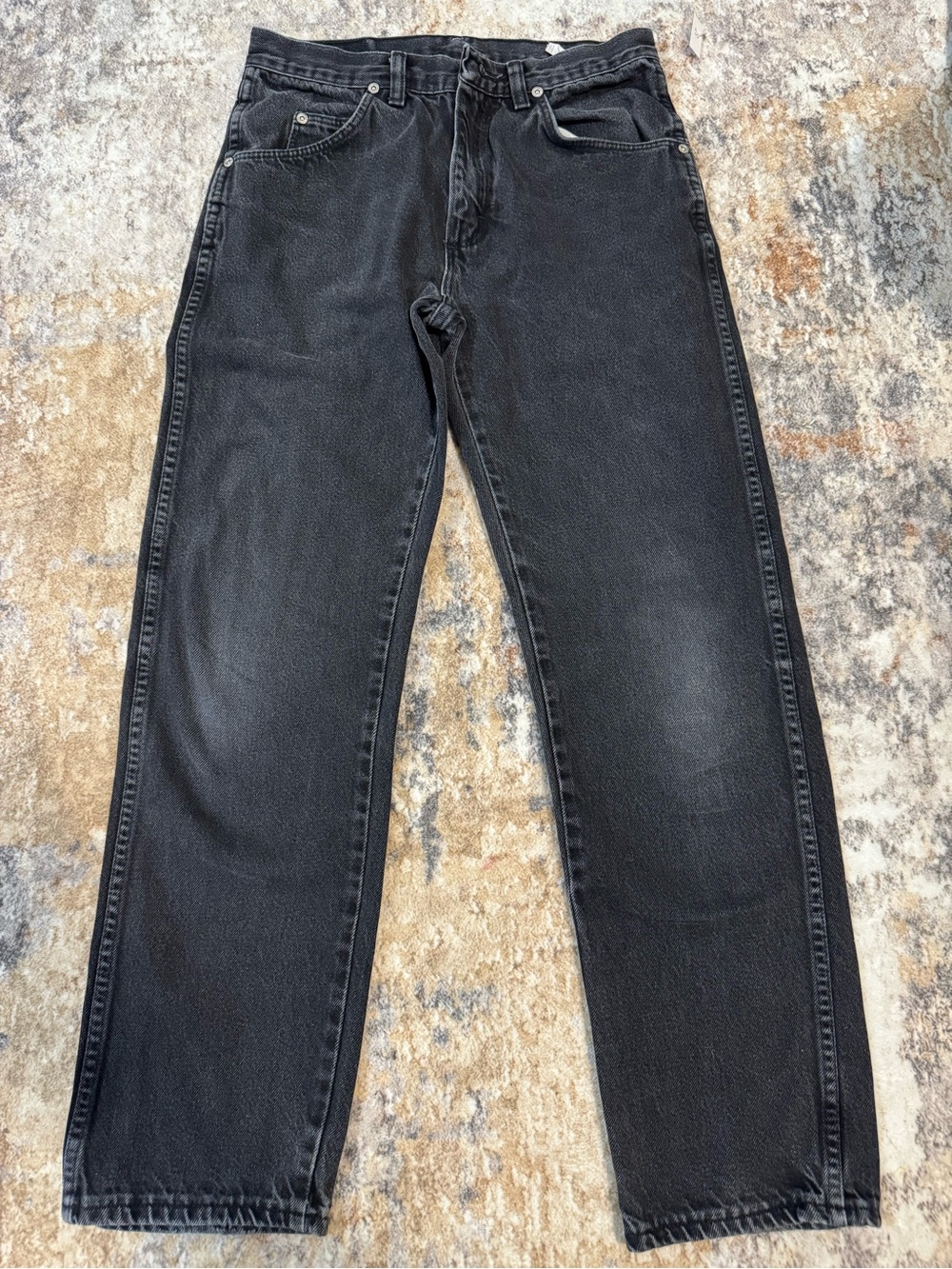 Wrangler Black Straight Jeans with Subtle Fade